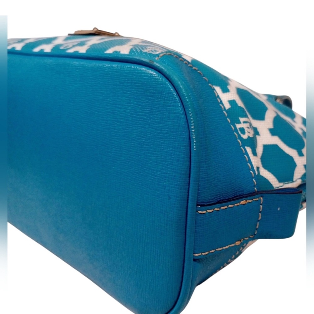 Dooney & Bourke Teal and White Satchel - Picture 7 of 9